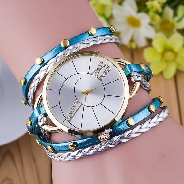 Enkel urtavla Läderrem Crystal Algarismos Romanos Quartz Watch kvinnor Armband