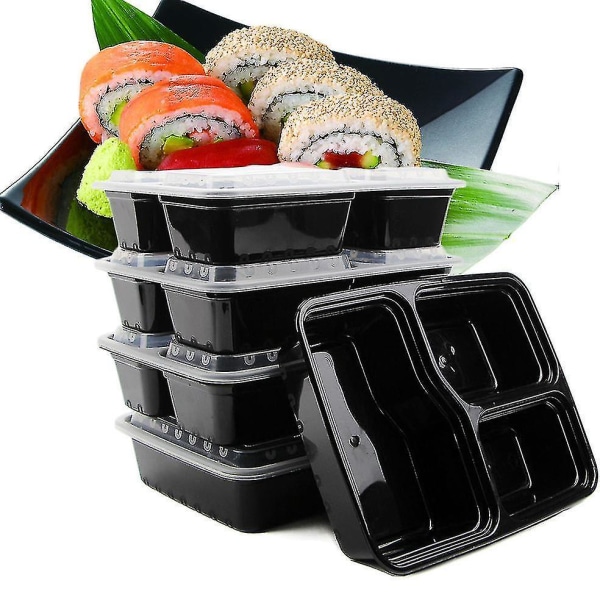 10-pack Premium 3-fack Stapelbar mikrovågsugn Återanvändbar Lunchlåda Matbehållare Måltidsförberedelser