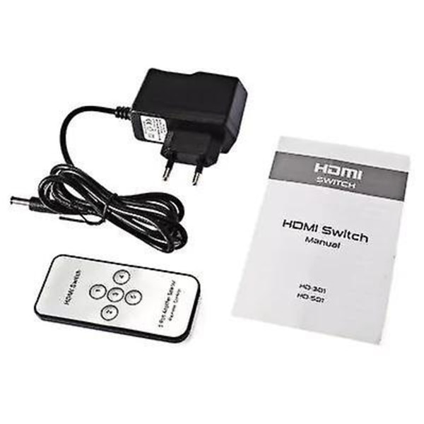 HDMI Switch Switcher 5 Input 1 Output med fjärrkontroll
