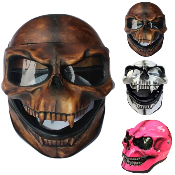 Halloween Skull Mask Huvudbonader Cosplay kostymfest brown pink