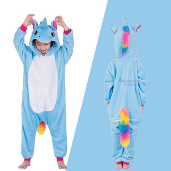 Fleece barn tiger onesie pyjamas jul halloween djur cosplay pyjamas kostym Blue Sky Horse Color Hår 120 yards