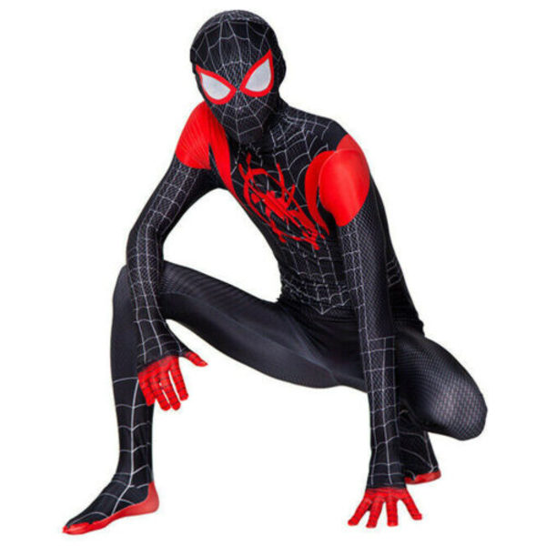 Spider Man Into the Superhero Kids Miles Morales Cosplay Vuxen Red 170cm black 110cm