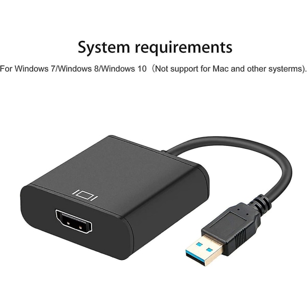 USB 3.0 till HDMI-kabeladapter Pluggbar Kompatibel med HDMI-skärm Video Grap