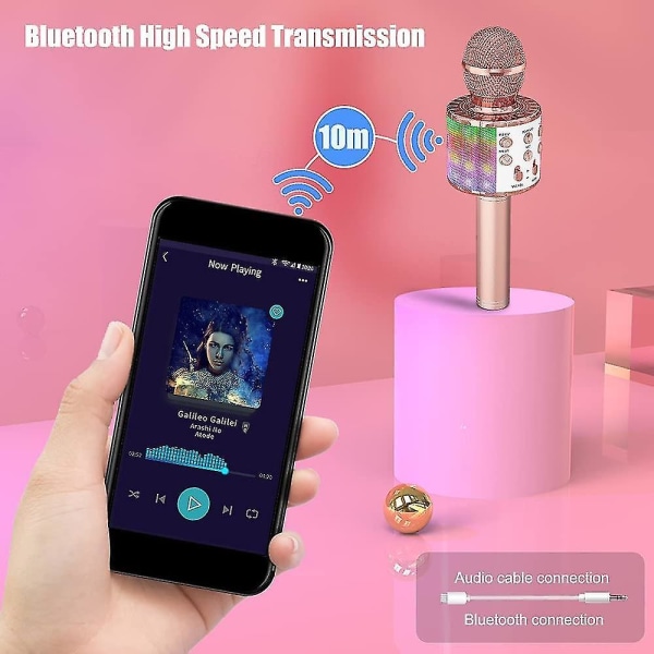 4 i 1 handhållna Bluetooth mikrofoner Högtalare Karaoke Maskin med dansande LED-ljus, Hem Ktv Play
