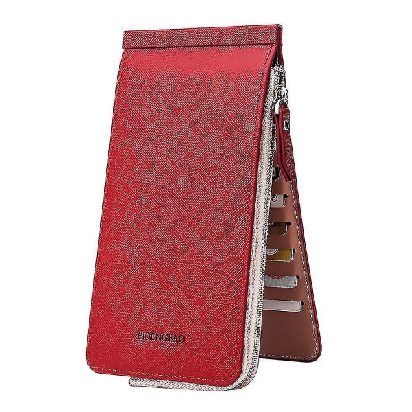 Korsmönster mobiltelefonväska multifunktionell plånbokskortväska（röd）