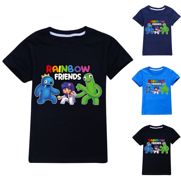 Rainbow Friends t-shirt Kid Costume Rainbow Cosplay kortärmad dark blue 160cm black 140cm