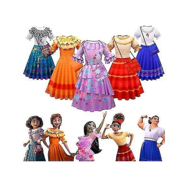 2022 New Charm Mirabell Madrid Animation Kostym Girls Princess Dress Halloween Carnival Costume L bag