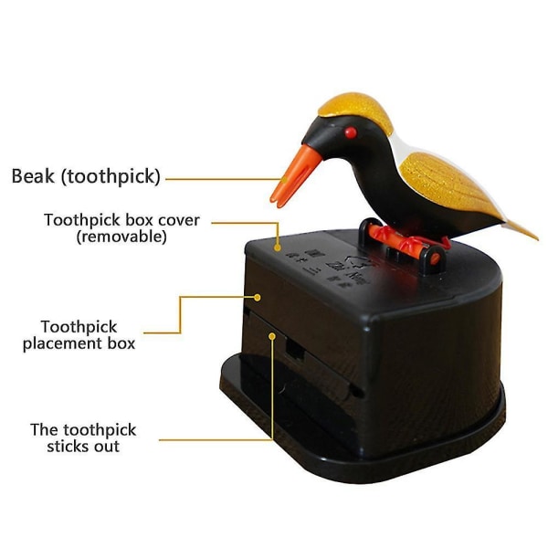Söt liten fågel Tandpetare Behållare Automatisk Tandpetare Dispenser Tandpetare Hållare Heminredningsbord