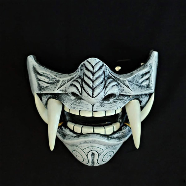 Half Face Freestyle Prajna Mask Cosplay Halloween Party Vuxen Black White