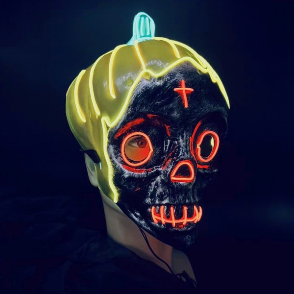 Halloween Mask Light Up Skrämmande LED-mask för Cosplay-kostymer