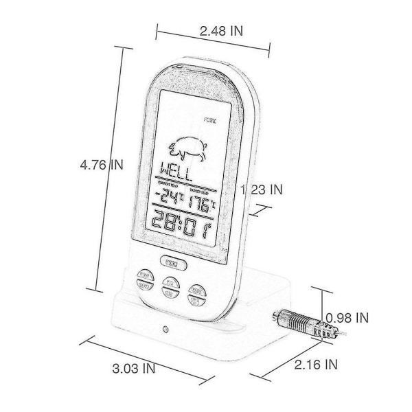 Trådlös digital LCD-skärm BBQ Termometer Köksgrill Digitalt verktyg