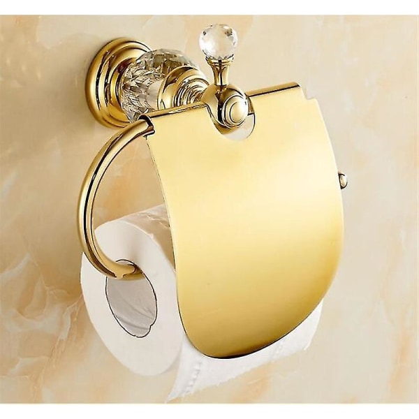 Pappershållare Kristall Solid Mässing Guld Pappersrullehållare Toalettpappershållare Mjukpappershållare (guld)