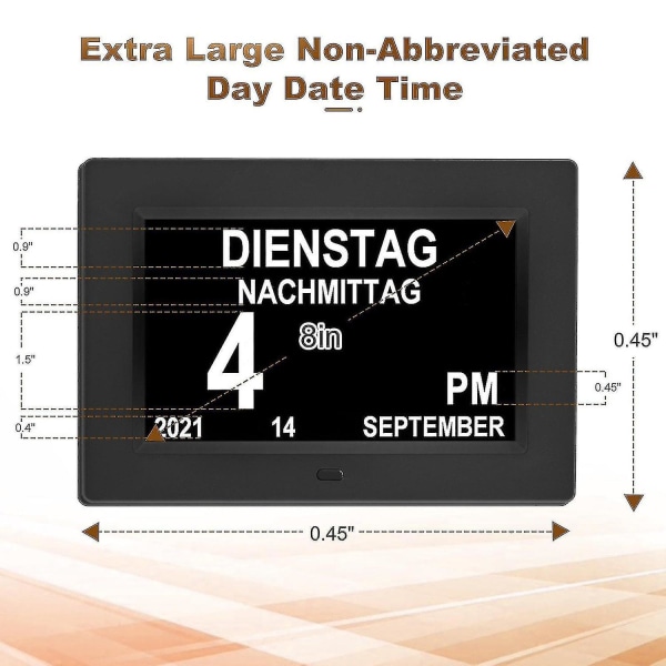 Väckarklocka med datum och dag 7-tums demensklocka Digital kalenderväckarklocka Digital med datum a
