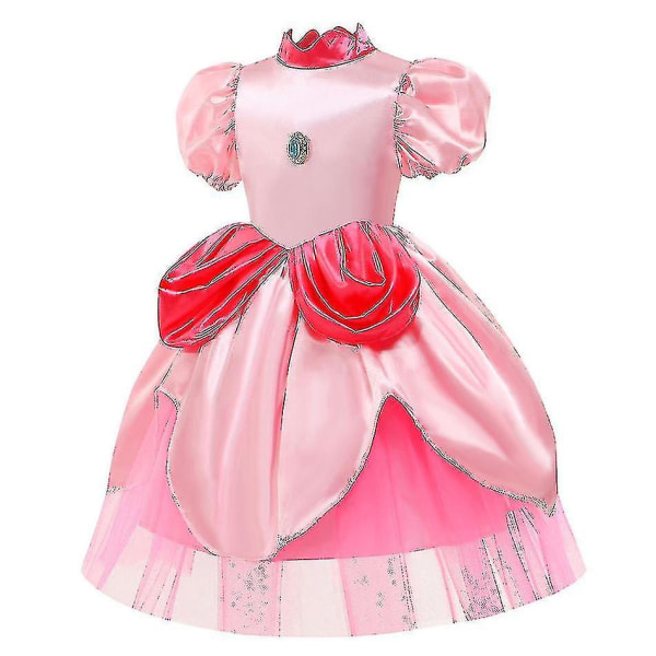 Peach Princess Dress for Girl Halloween Cosplay Kostym Barn Scen Performance Kläder Barn Birt Peach Sets 04