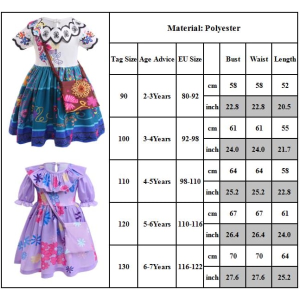 Magic Full House Dress Encanto Kids Princess Dress Girls Cosplay A 100cm C 110cm