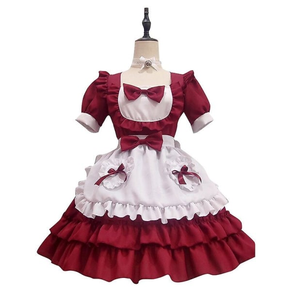 Maid Outfit Dam Halloween Dräkt Kortärmad Lolita Klänning Anime Cosplay Kostym Sexig Uniform S 2XL