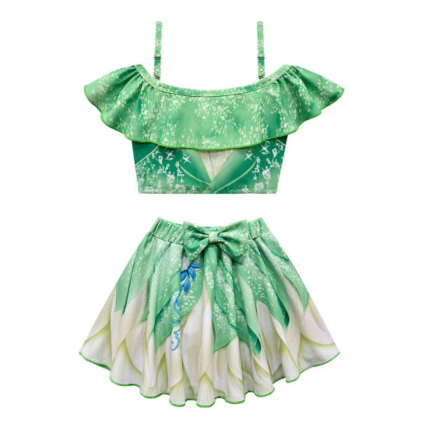 Tiana Baddräkt Princess Cosplay 2 St Bikini Set Ruffle Badkläder 130cm 110cm