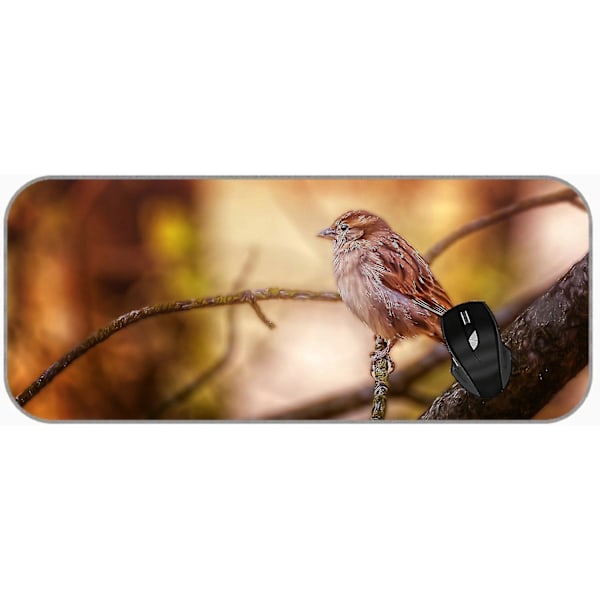 (750X300X3) XXL Professionell stor musmatta Trädgren Blur Bird Sparrow Extended Gaming Mouse Pad