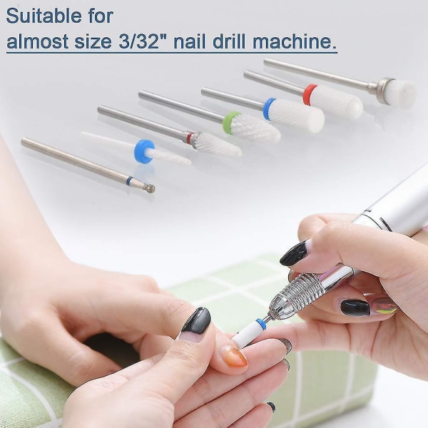7st Nagelborr för akrylnaglar - 3/32 Professionell keramisk set för nagelband Ac