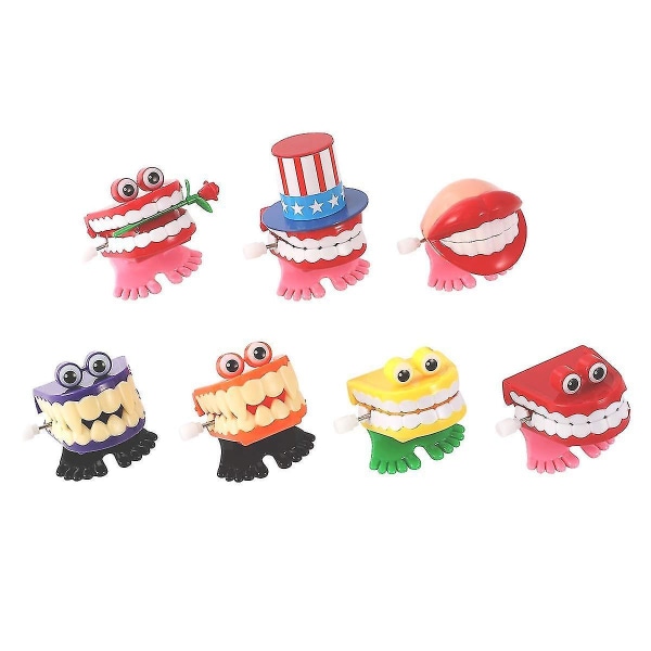 10st pladdrar tänder Wind Up Toy Walking Tänder, Gags Praktiska skämtleksaker Roliga Små Fötter Nyhet