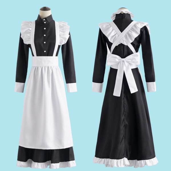 Klassisk Maid Cosplay Outfit Söt Lång Klänning Cosplay Kostym female sex s female sex xl