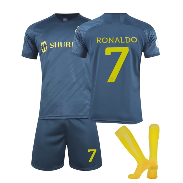 22-23 Saudi Premier League Al-nassr Fc Borta nr 7 Ronaldo Jersey V 28 s(165-170cm) 18(100-100cm)