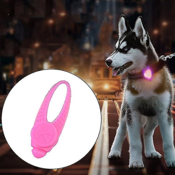 LED Nattlampa Silikonhänge för djursäkerhetshalsband (rosa)
