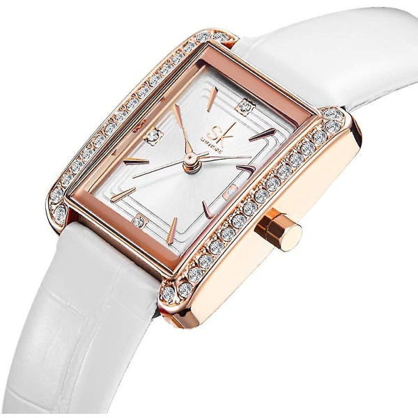 Watch för kvinnor med kristalldekorerad ram Klassisk tankform fyrkantig watch med klar