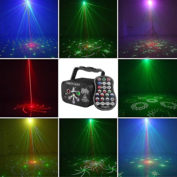 Rgb Mini Dj Disco Laser Light Projektor USB Uppladdningsbar Led Uv Ljud Strobe Sceneffekt Bröllop Xm 6 Hole 64 Patterns