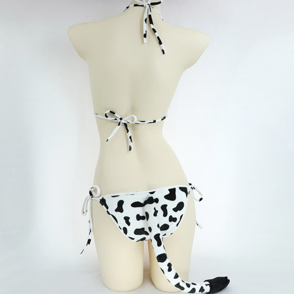 Sexiga underkläder Cow Print Cosplay Kostym Fancy Dress Rollspel Uniform Sex Bikini Ears Pannband Svans för par Sex Game