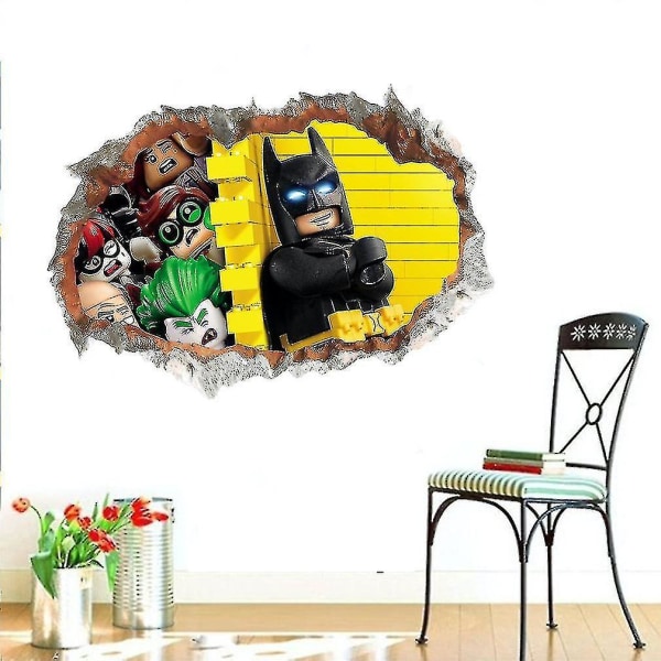 Batman Anime Broken Wall 3d Wall Stickers Creative Pvc självhäftande tapeter Avtagbar väggdekal