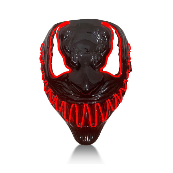 Läskig Venom Mask Led Light Up Huvudbonader Cosplay Carnival Party two-color red