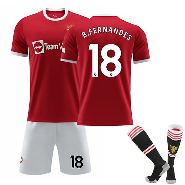 2021-2022 Jersey Home Manchester fotboll T-shirts Set Barn Vuxen 22(120- 130CM)