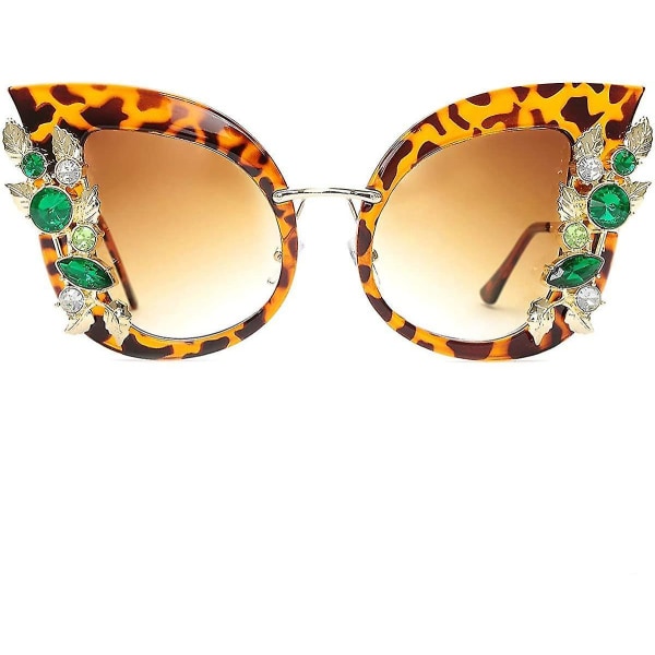 Jeweled Solglasögon Stora fjärilsformade Oversized Rhinestone Solglasögon för kvinnor och flickor Uv400