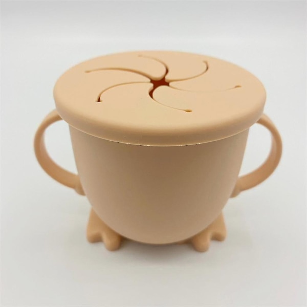 Nya färger Baby Silikon Snack Cup Småbarn Bärbar Mat Förvaringslåda Bärbar Snacks Behållare (Beige)