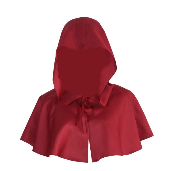 Vuxen Cosplay Halloween Knight Hooded Short Cape Kostym red red