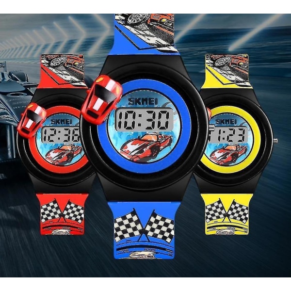 Cartoon Car's Fashion Digital Electronic Creative Student Watch(Grå)