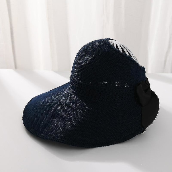 Sommar- Bow Empty, Top Cutout, Cap, Ribbon Knit Hat (Mörkblå)