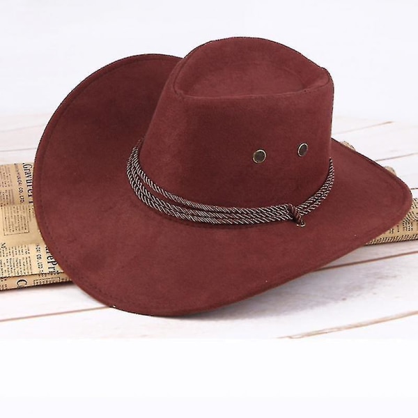 Unisex Cowboy Western Casual konstgjorda hattar（Rose Red）