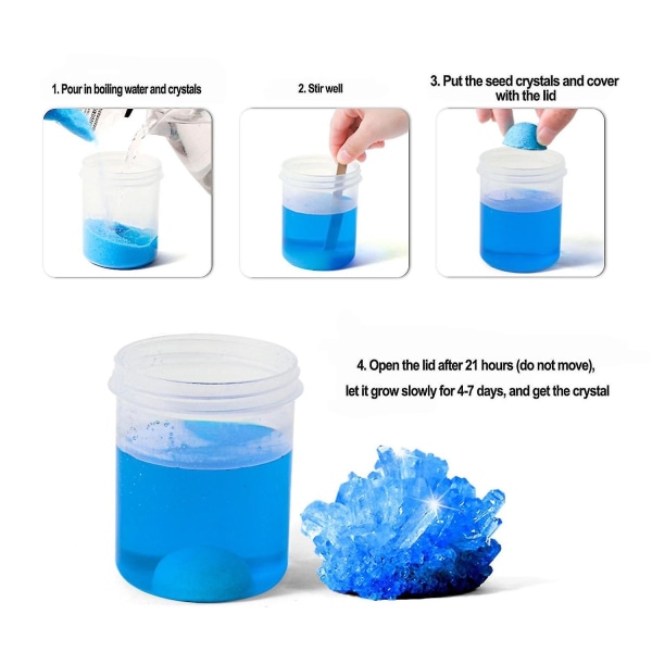 Blue Crystal Growing Lab - DIY Crystal Creation - Inkluderar Real Calcite Crystal Eximen Crystal Gro