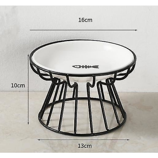 Keramiska upphöjda kattskålar, husdjursmat eller vattenskålar med metallstativ Upphöjd kattskål, för katter