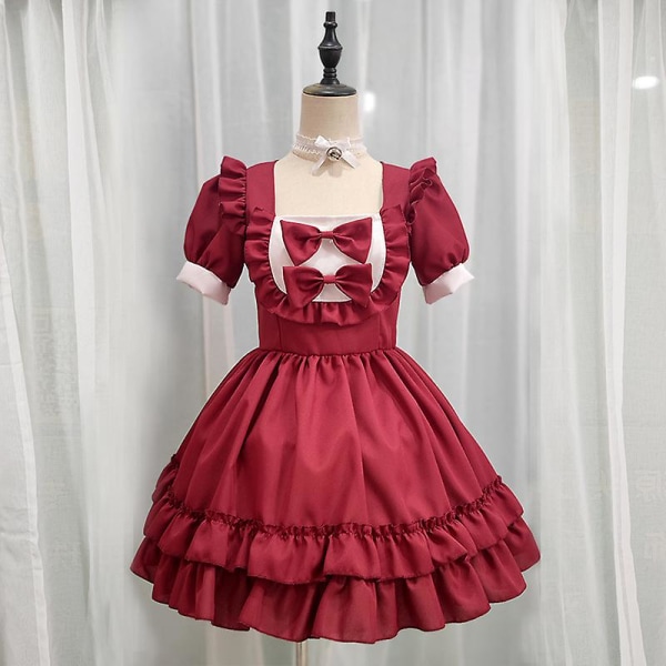 Maid Outfit Dam Halloween Dräkt Kortärmad Lolita Klänning Anime Cosplay Kostym Sexig Uniform S XL