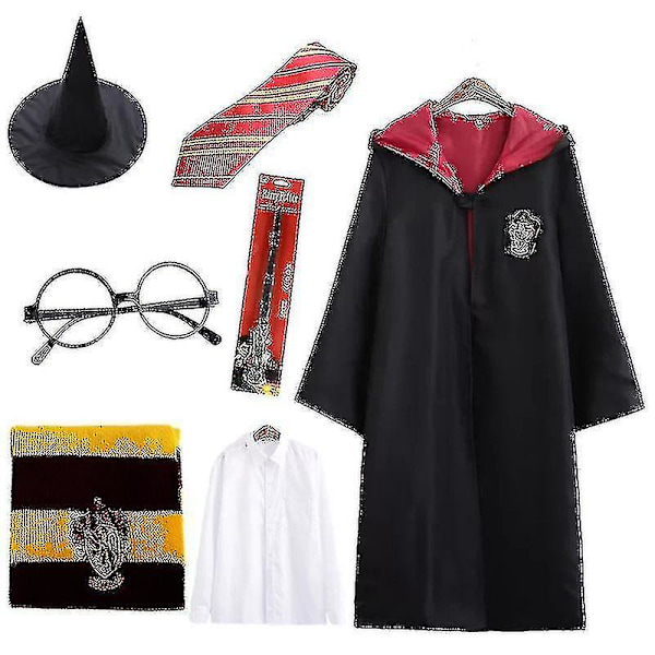 7st/ set för Harry Potter Magic Wizard Fancy Dress Cape Cloak Hogwarts skoldräkt Aldut S