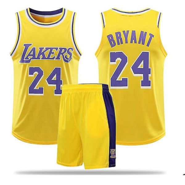 #24 Kobe Bryant Baskettröja Kostym Lakers vuxenlag Purple Yellow L(160-165)