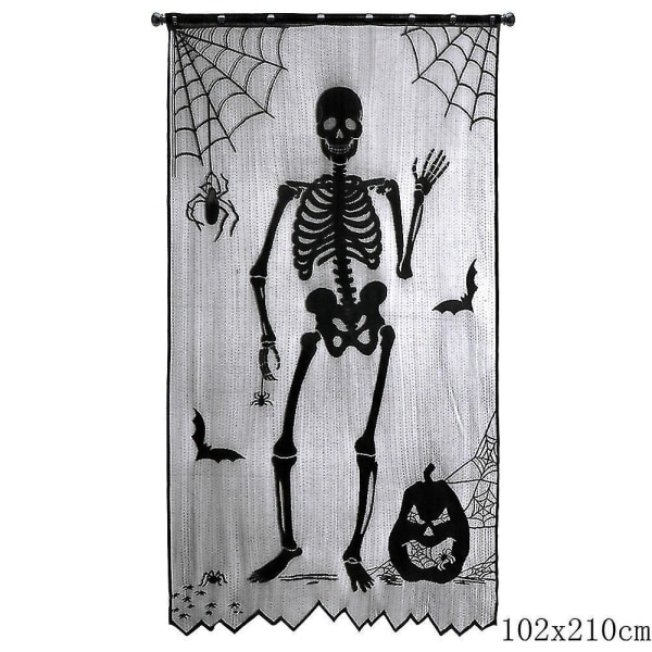 Halloween Dekoration Spets Spindelnät Skelett Skalle Bordsduk Löpare Svart Öppen spis Mantel Scarf E