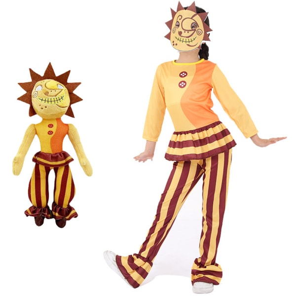 Sundrop Moondrop Kostym Fnaf Sun Moon Clown Cosplay Outfit Sun S