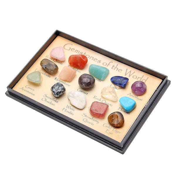 Rock Collection Mix Gems Kristaller Naturlig undervisning Mineral Malm Exemplar Dekoration Box