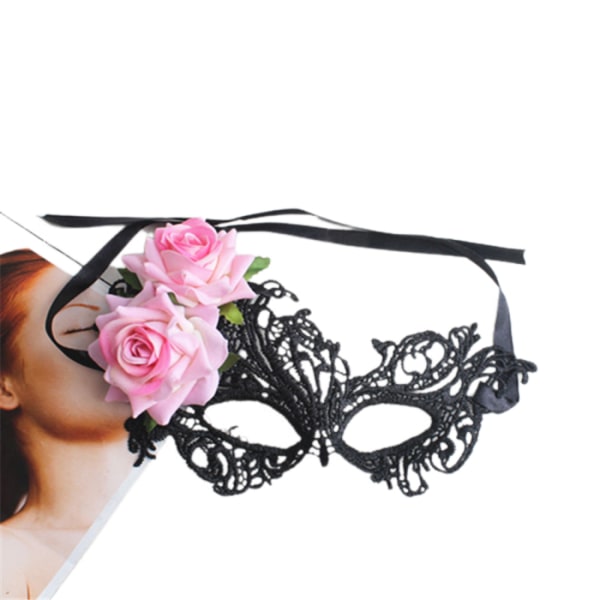 Kvinnor Rose Velvet Masquerade Mask Cosplay Party Supplies Festival --- Rosa