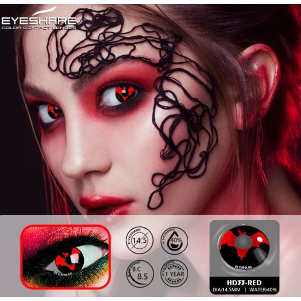 Kontaktlinser färgade linser halloween röda cosplay lins kontakt