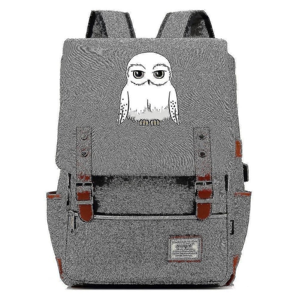 Ny Harry Potter Owl Tonåringar Skolväska USB Fritidsryggsäck S